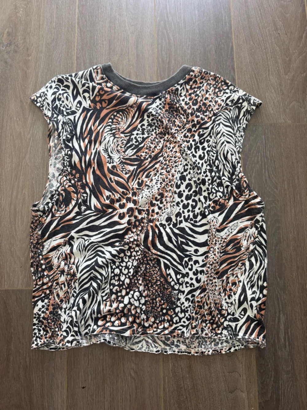 Free People Animal Print Sleeveless Tank - Brown/Black/White